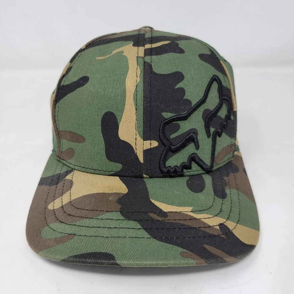 Fox Racing Youth Flexfit Camo Hat Woodland Camouflage Embroidered Logo OSFM